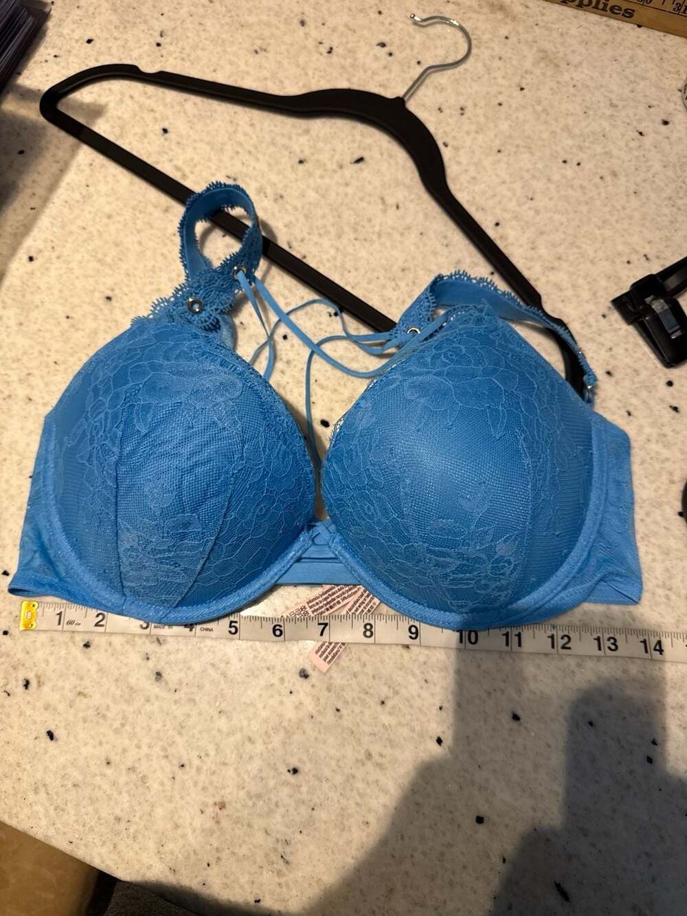 Victoria's Secret Very Sexy Push-Up Bra Size 36D Blue Lace Grommet - Picture 3 of 4